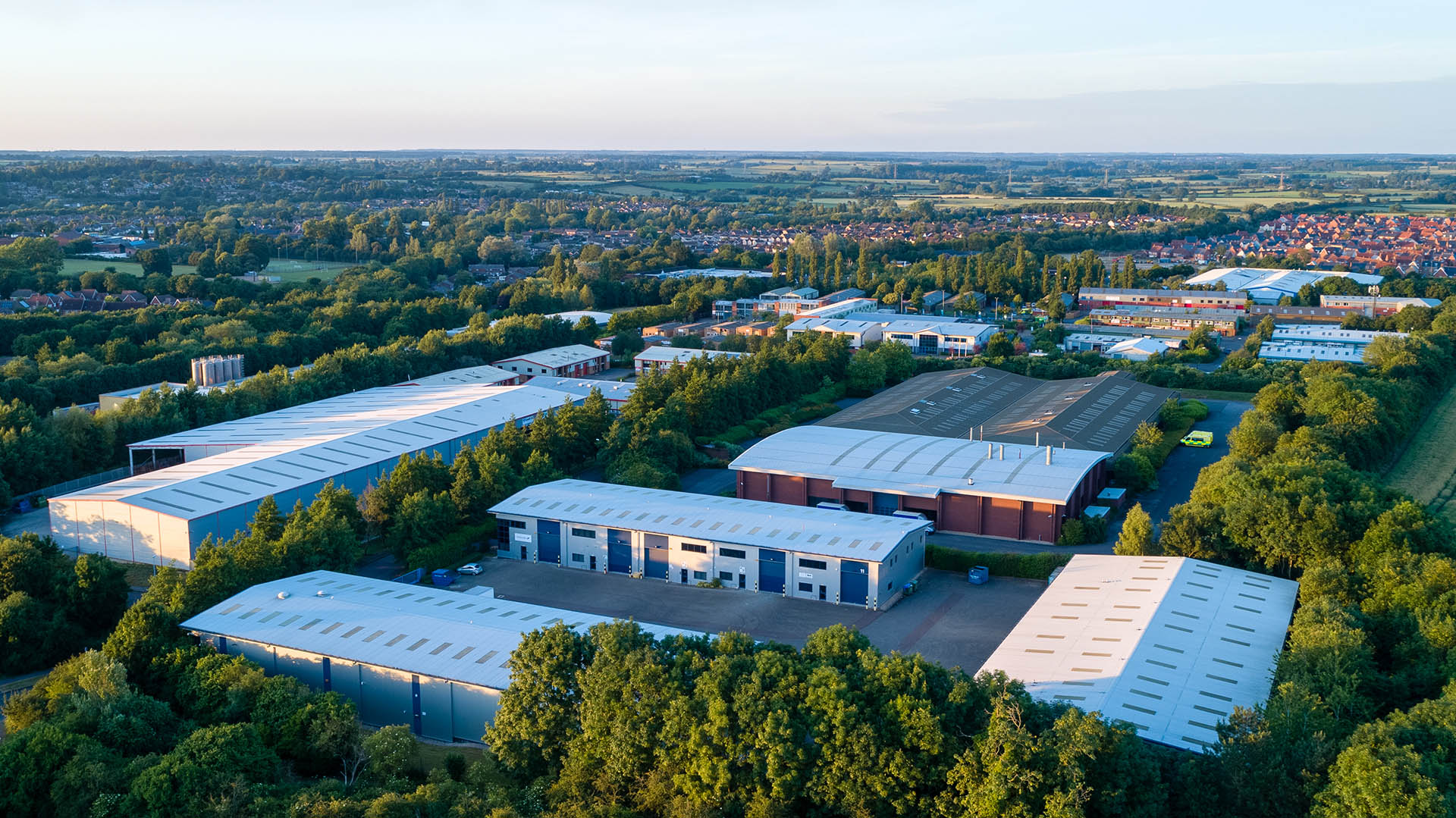 Drone aerial photo of Buckingham industrial estate